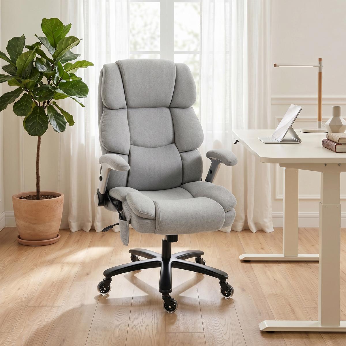BÜROSTUHL Schneeflanell Hellgrau - Hellgrau, Textil (70/122/82cm) - HOMCOM