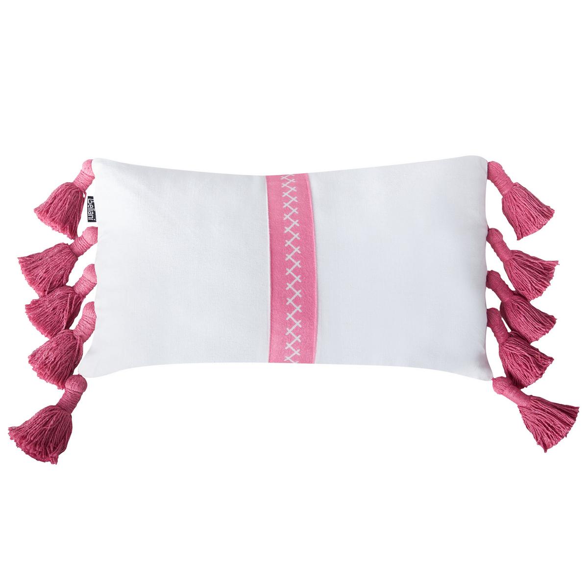 DEKOKISSEN 2er-Set Weiß 50/30 cm Lovely - Pink/Weiß, Naturmaterialien (50/30cm) - Beliani