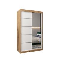 SCHWEBETÜRENSCHRANK 200/120/62 2-türig - Silberfarben/Weiß, Holz/Kunststoff (120/200/62cm) - MÖBEL KRYSPOL