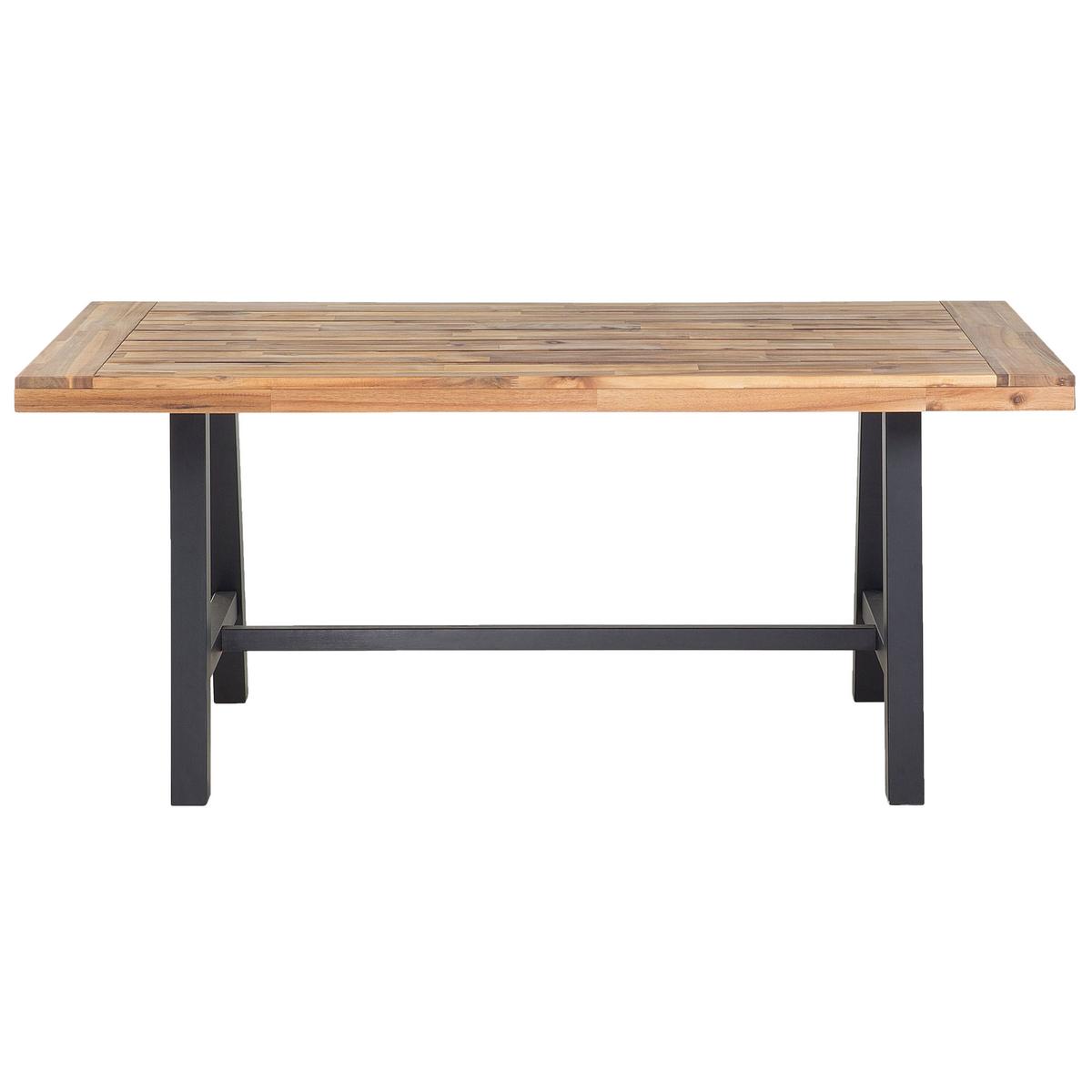 ESSTISCH Akazienholz schwarz/hellbraun Scania - Hellbraun/Schwarz, Holz (170/80/74cm) - Beliani