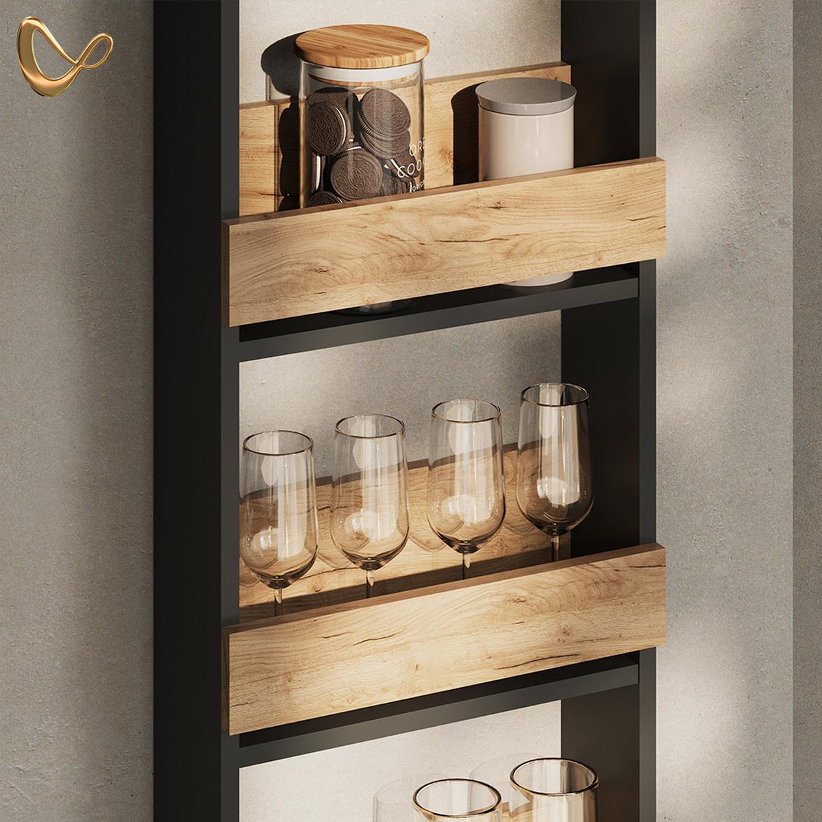 WEINGLASREGAL Regusa Goldkraft Eiche/Anthrazit 40 x 98 cm - Honigeiche/Anthrazit, Holzwerkstoff (40/98/15.1cm) - Livinity®