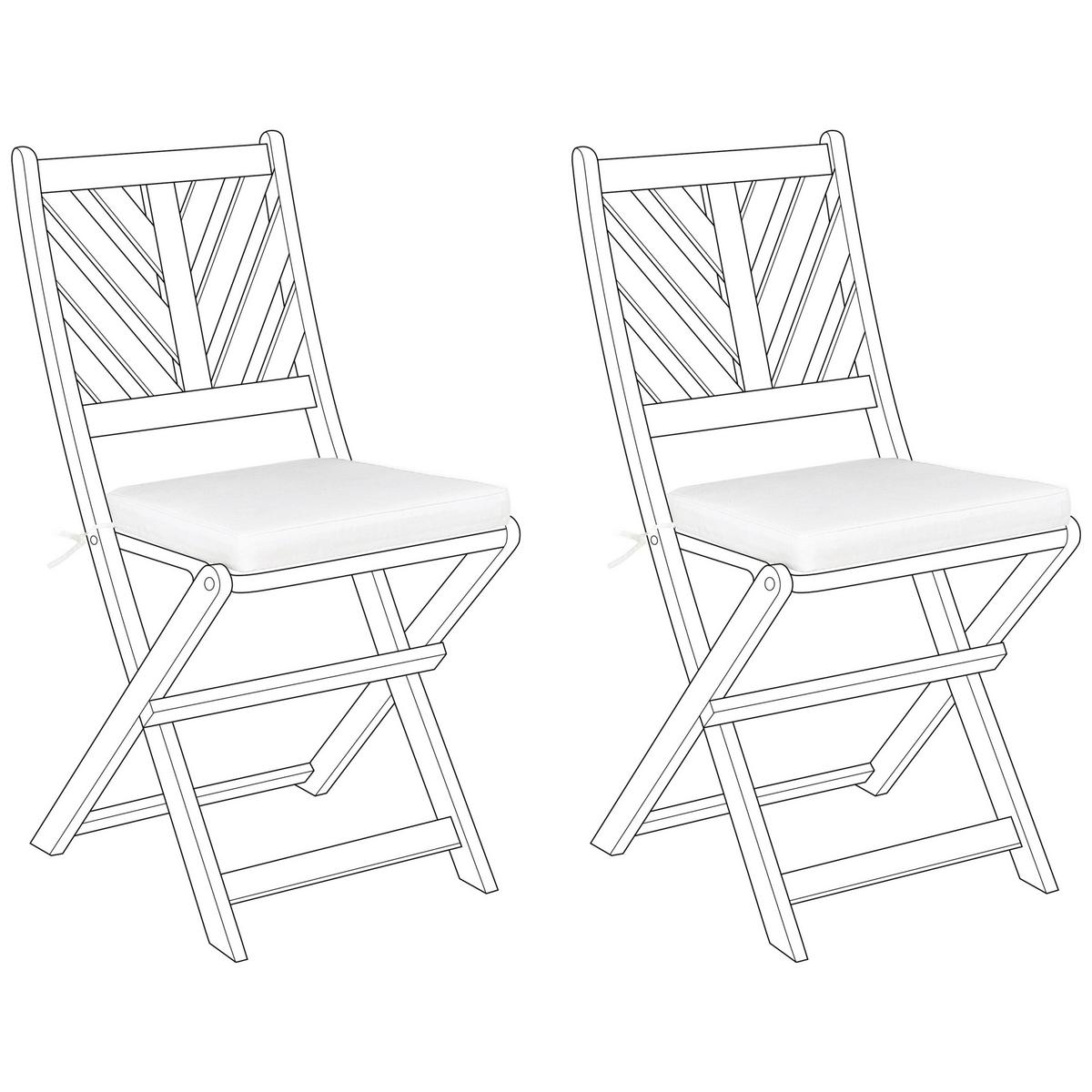 GARTENSTUHLKISSEN 2er-Set Cremeweiß 37/34 cm Terni - Weiß, Textil (37/5/34cm) - Beliani