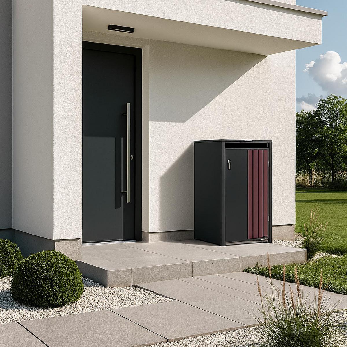 1ER-MÜLLTONNENVERKLEIDUNG Anthrazit, Braun - Anthrazit/Braun, Metall (68/122/84cm) - MCW