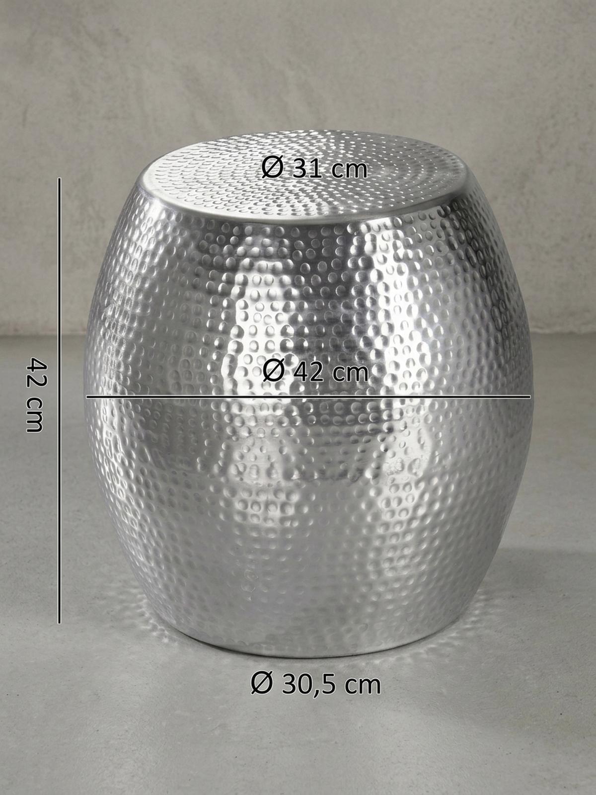 BEISTELLTISCH Aluminium Hammerschlag ENNS, Silber 42x42x42 cm - Silberfarben, Metall (42/42/42cm) - KADIMA DESIGN