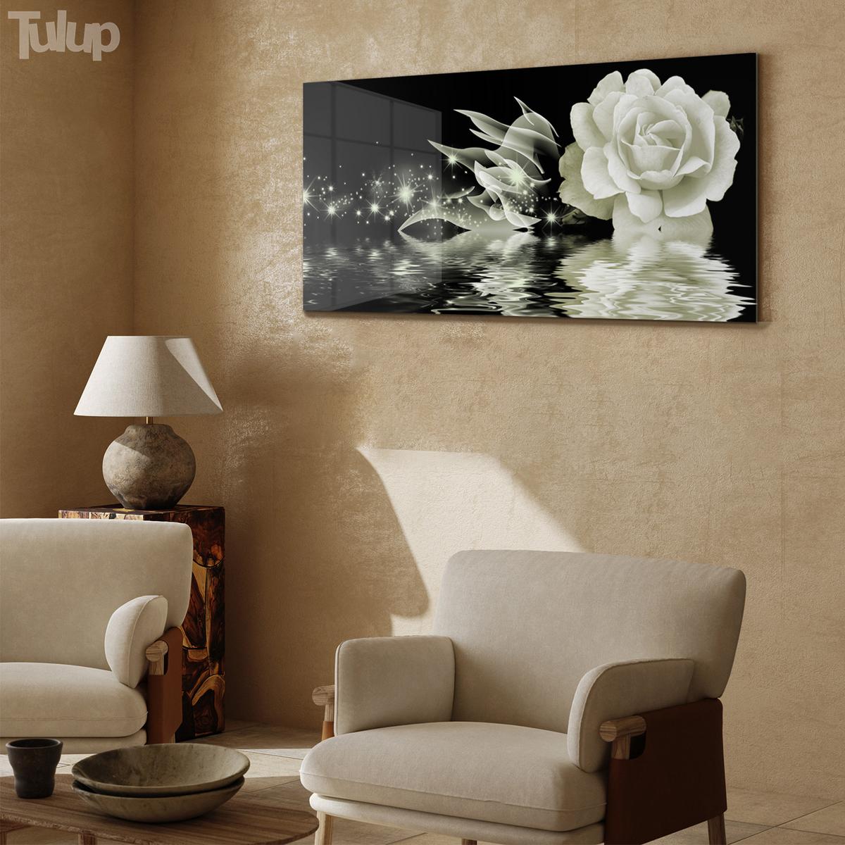 GLASBILD 140x70 cm Die Rose - Schwarz, Glas (140/70cm) - TULUP
