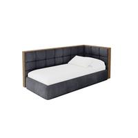 EINZELLBETT Jugendbett mit Bettkasten und Matratze H3/H4, Links - SOVY 90x200 Dunkelgrau - Dunkelgrau, Holzwerkstoff/Textil (90/200cm) - ALTDECOR