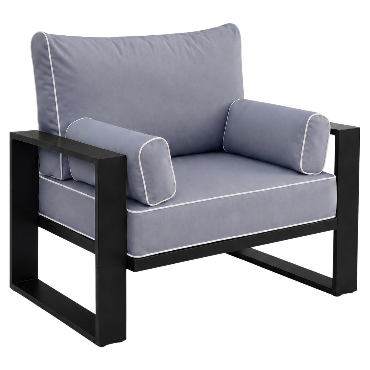 LOUNGESESSEL Verdino mit Metallrahmen Blaugrau - Blaugrau, Metall (94/90/87cm) - Beautysofa