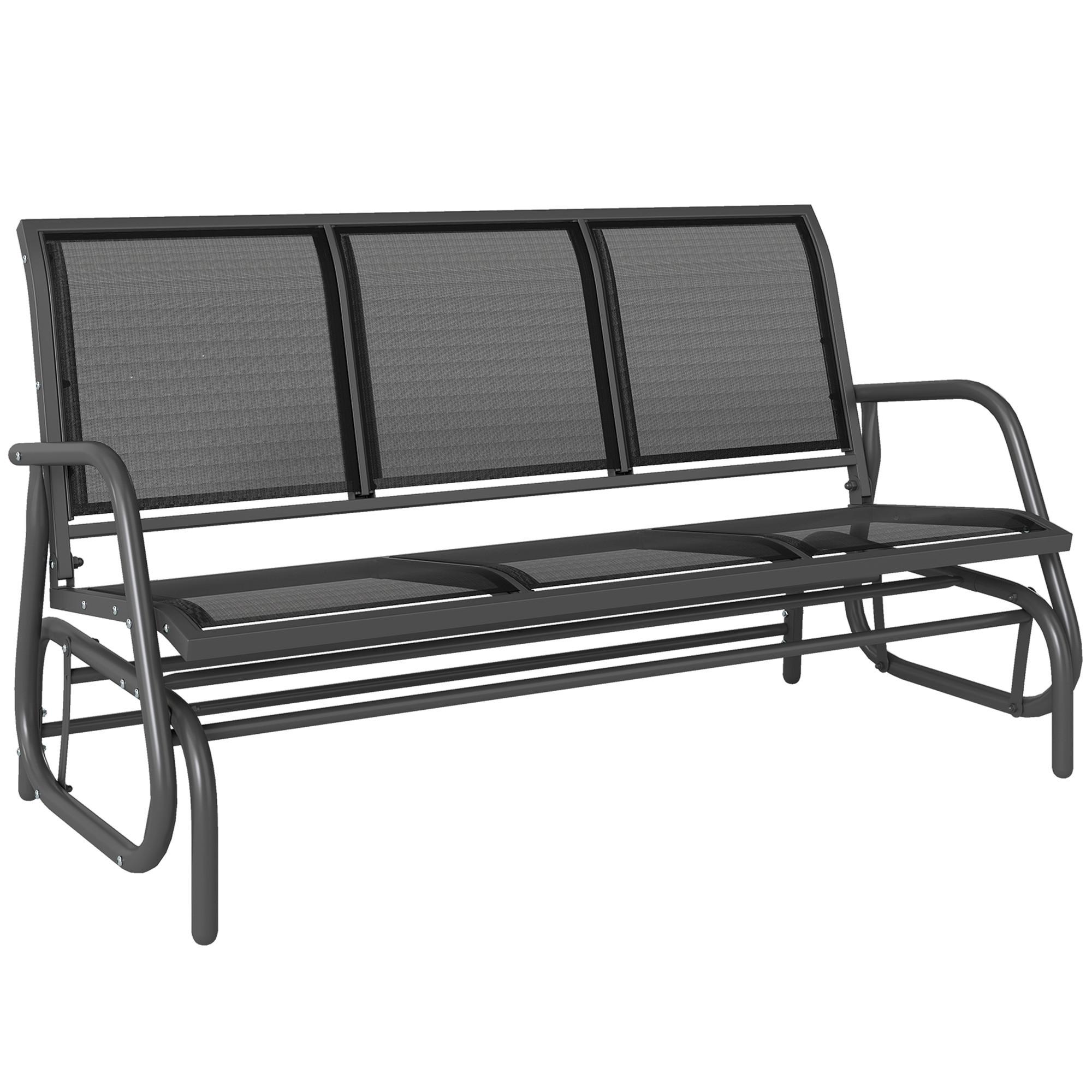 SCHAUKELSTUHL, 3-Sitzer Gartenbank, Metall, Dunkelgrau, 120 x 70 x 85 cm - Schwarz, Metall (70/85/147cm) - Outsunny