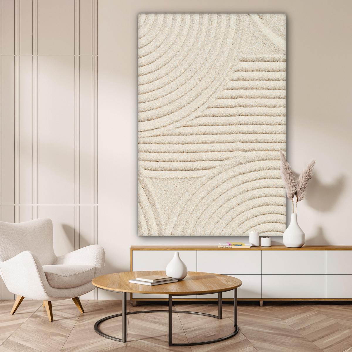 LEINWANDBILD Muster - Abstrakt - Weiß Deko Groß 90x140 cm - Beige, Textil (90/140cm) - MuchoWow