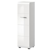 BADKOMMODE weiß Hochglanz 30 x 106 cm, Badezimmer Midischrank hängend oder stehend - Weiß Hochglanz/Silberfarben, Holzwerkstoff/Kunststoff (30/106/30cm) - Inn.Furn