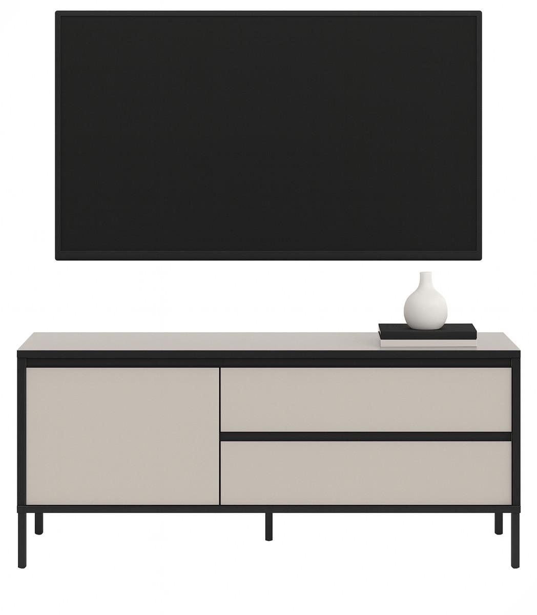 LOWBOARD Sand / Kaschmir mit schwarz, Flat-TV Unterschrank 150 cm, Komforthöhe - Sandfarben/Kaschmir, Holzwerkstoff/Metall (150/62/38cm) - Inn.Furn