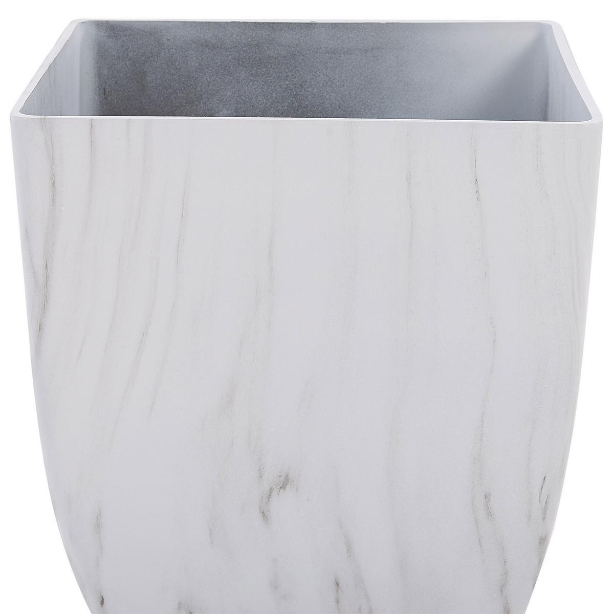 BLUMENTOPF weiß Marmor Optik quadratisch 28/28/34 cm Miro - Weiß, Stein (34cm) - Beliani