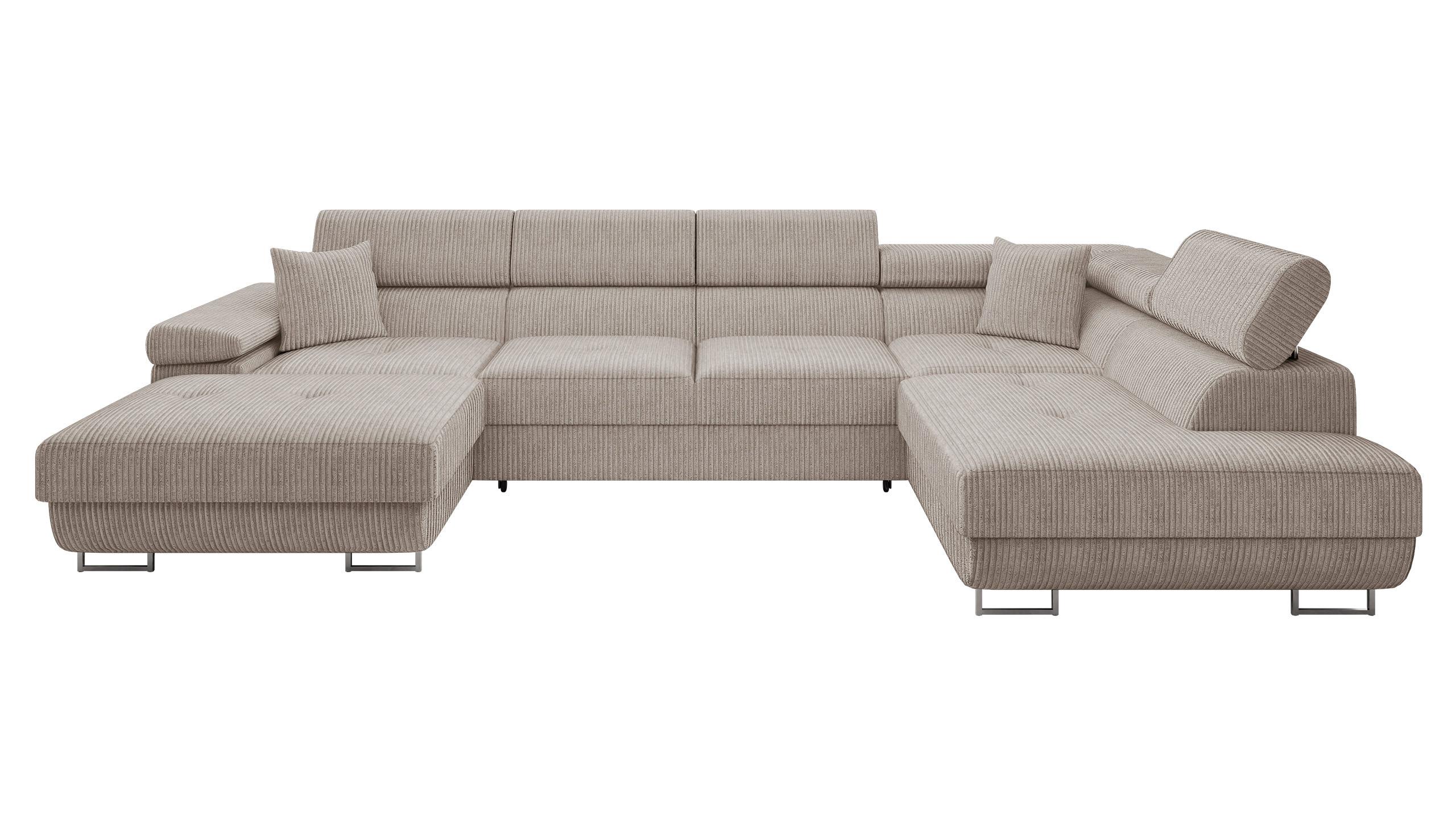 WOHNLANDSCHAFT Torezio Bis Cord, Seite: Rechts - Sahara, Holz/Textil (346/90/203cm) - MIRJAN24