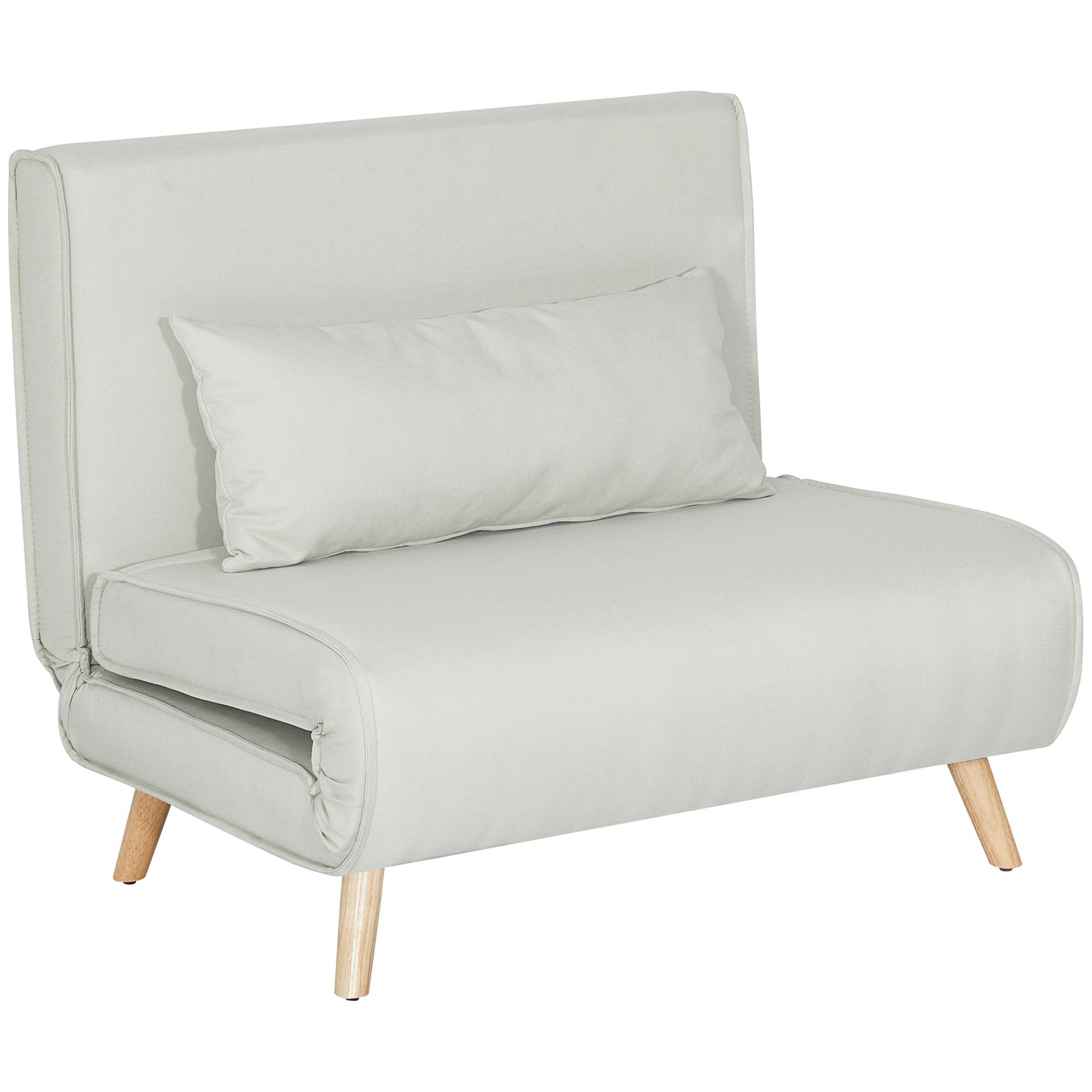 EINZELSOFA Sofabett Klappsofa verstellbar Rückenlehne nordisch skandinavisch - Creme/Naturfarben, Holz/Textil (78/80/94cm) - HOMCOM