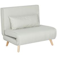 EINZELSOFA Sofabett Klappsofa verstellbar Rückenlehne nordisch skandinavisch - Creme/Naturfarben, Holz/Textil (78/80/94cm) - HOMCOM