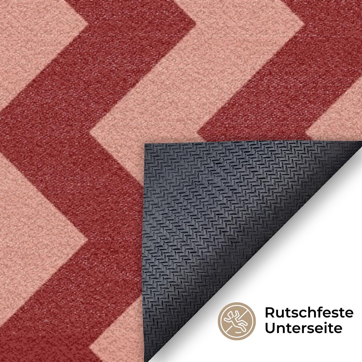 FUSSMATTE Zickzack - Streifen - Muster - Rot Schmutzfänger 150x90 cm - Bordeaux, Kunststoff (150/0.4cm) - MuchoWow