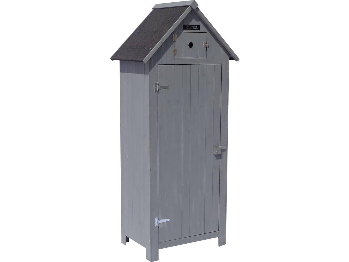 GARTENSCHRANK - GARTENTRUHE cabanon Anthrazit - Grau, Holz (54/179/77cm) - Habitat Garten