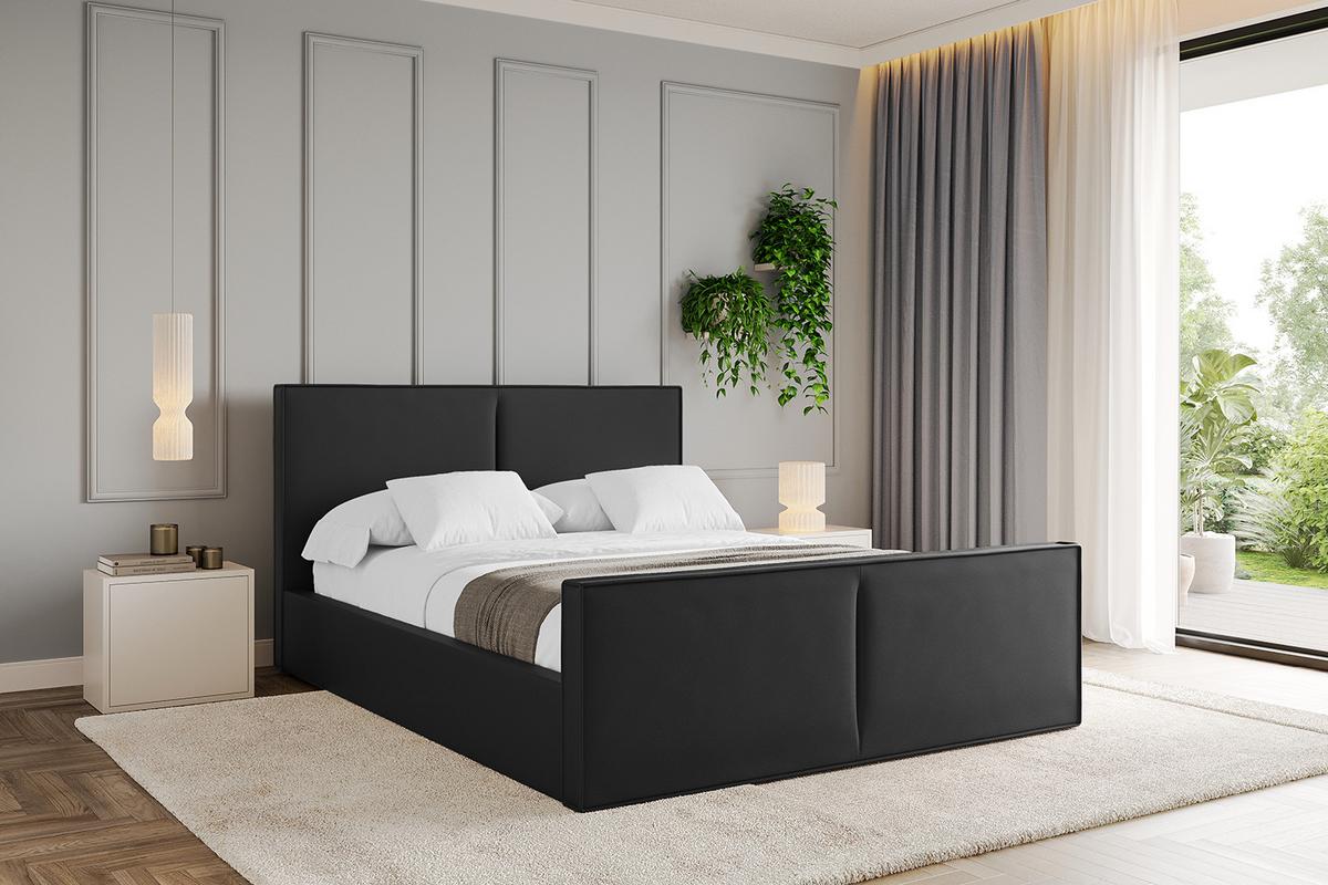 POLSTERBETT mit Bettkasten, Fußteil und Lattenrost, Boxbett ohne Matratze - VANTO-Z 180x200 Schwarz Kunstleder - Schwarz Hochglanz, Holzwerkstoff/Textil (180/200cm) - ALTDECOR