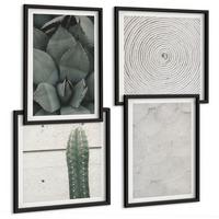 BILDER SET 4er Set - 50x50 cm & 40x60 cm Schwarzer Rahmen - Sommerliche Texturen aus den Tropen - Schwarz, Kunststoff (50/50cm) - TULUP