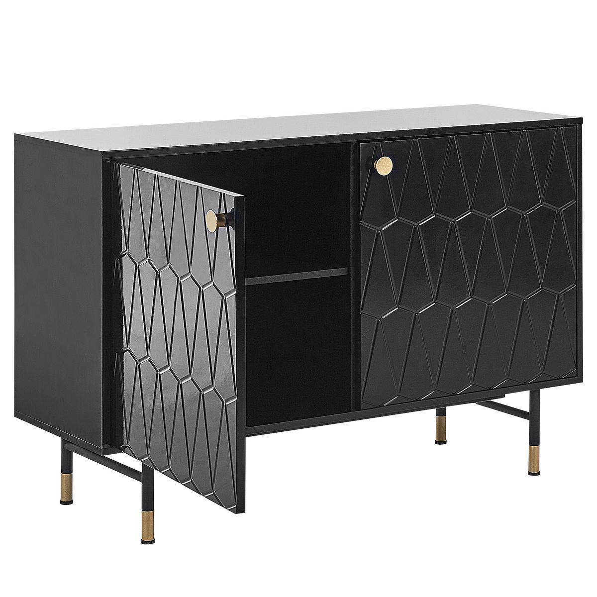SCHRANK Schwarz Adante - Schwarz, Holzwerkstoff (120/82/40cm) - Beliani