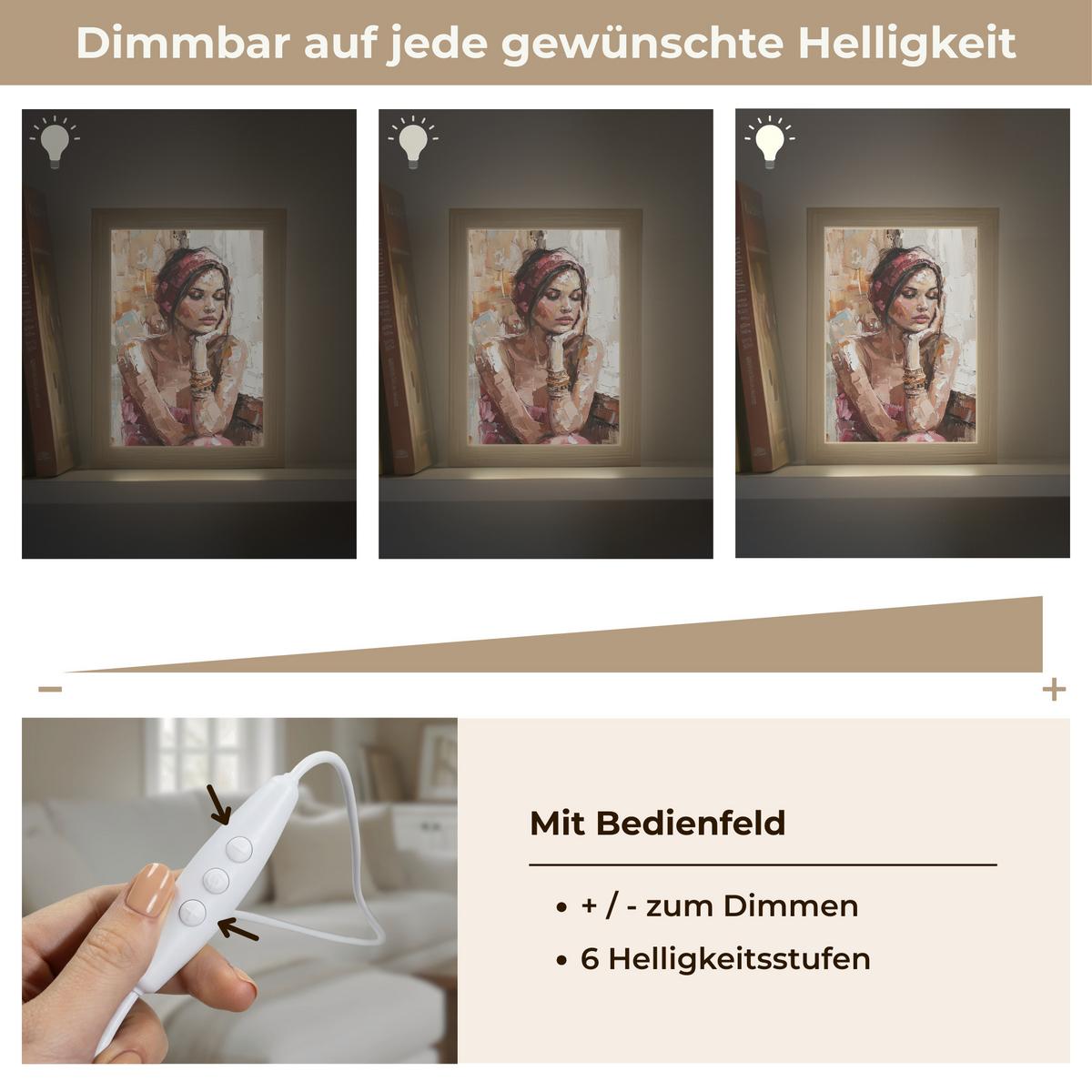 WANDLEUCHTE Frau - Lackierung - Porträt - Modern 15x20 cm - Braun, Holzwerkstoff (15/20/8cm) - OnlyWow