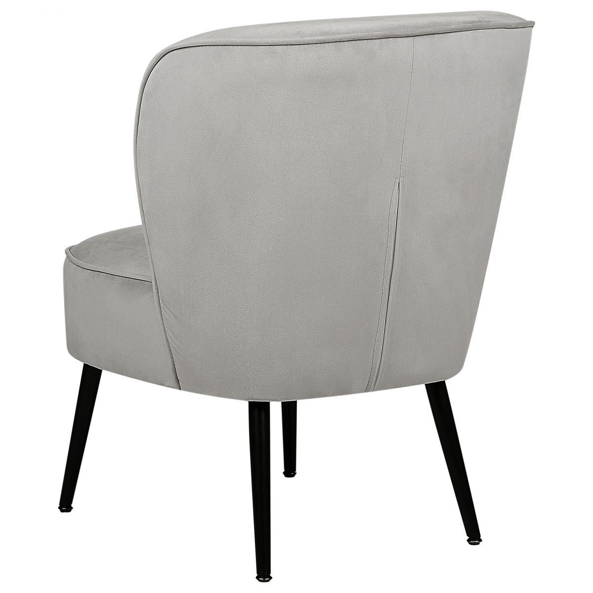 SESSEL Samtstoff hellgrau/schwarz Voss - Schwarz/Grau, Textil (60/76/52cm) - Beliani