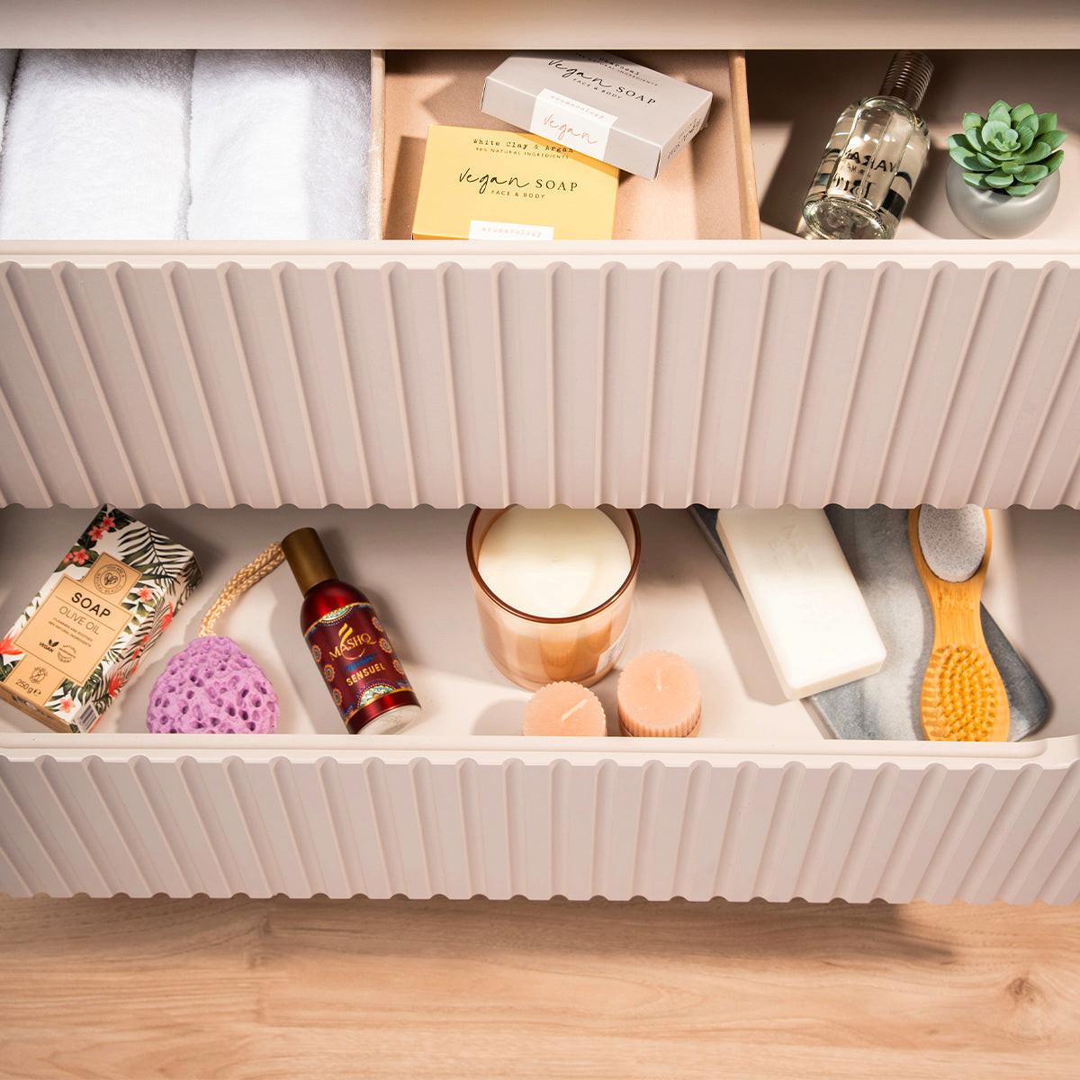 WASCHTISCHUNTERSCHRANK 140.4cm Riva Kaschmir und Holz - Beige, Holzwerkstoff (140.4/59/40cm) - Petits-meubles