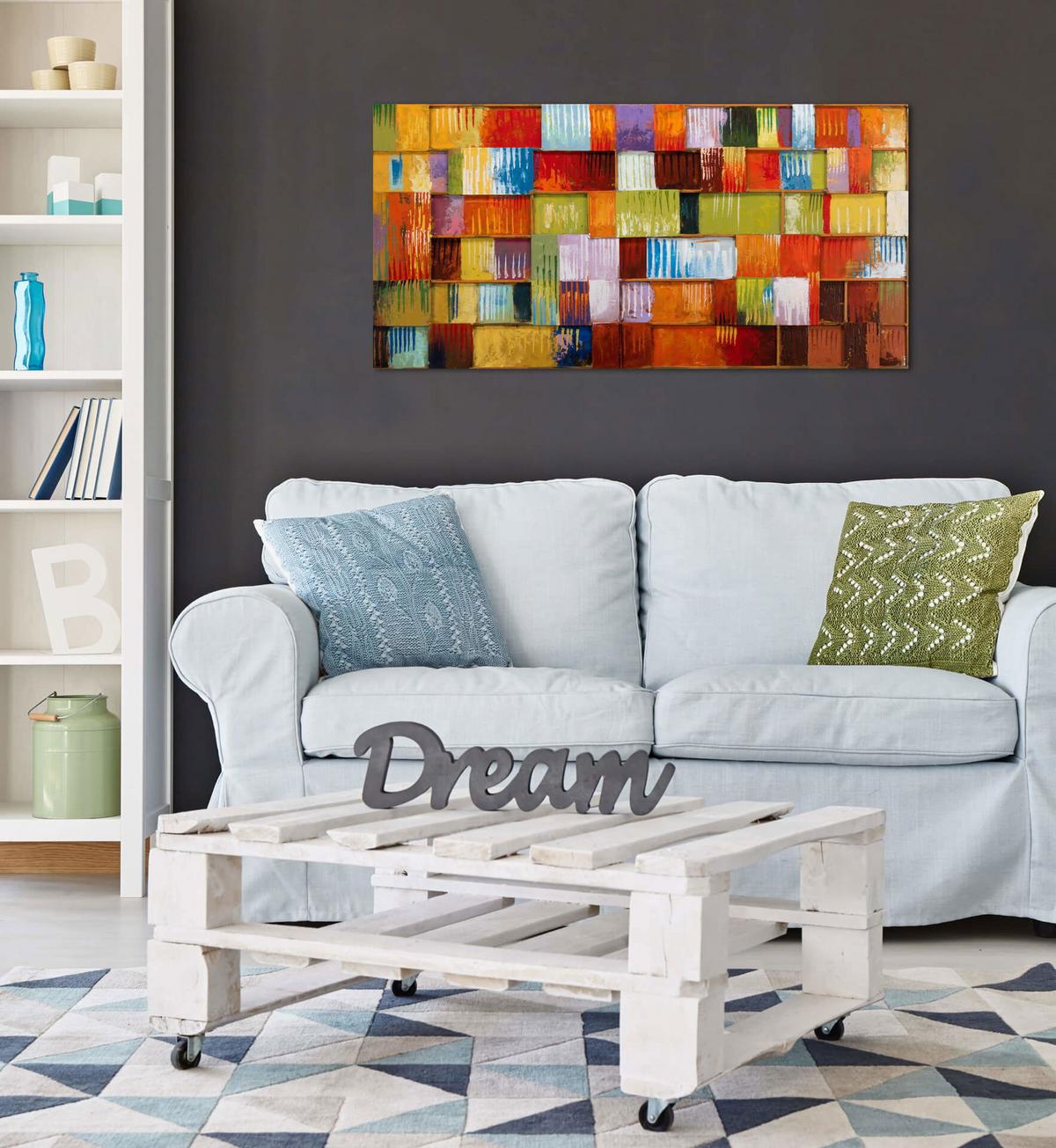 METALLBILD Bunt 120/60 cm - Multicolor, Metall (6.8/60cm) - KUNSTLOFT