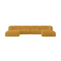 WOHNLANDSCHAFT MIRA-U2 408x179x70 Senfgelb Cord - Currygelb/Schwarz, Holzwerkstoff/Kunststoff (408/70/179cm) - ALTDECOR