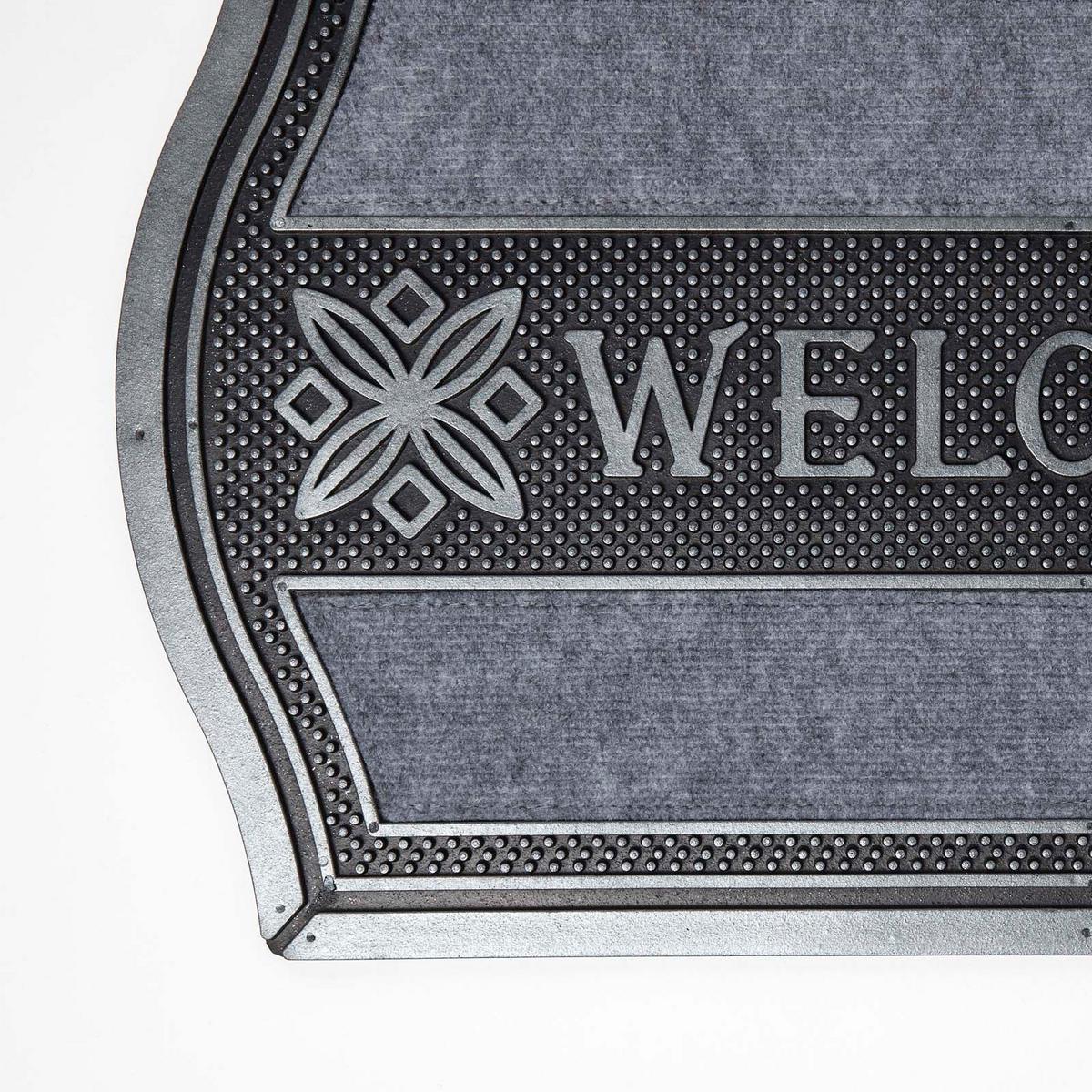 FUSSMATTE Welcome silber-grau, geschwungen 45/75 cm - Grau, Naturmaterialien (45/75cm) - Homescapes