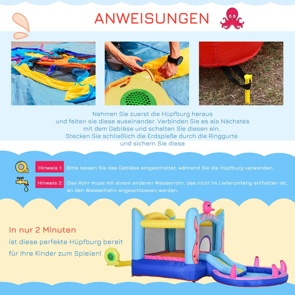 HÜPFBURG - Multicolor, Kunststoff (175/360cm) - Outsunny