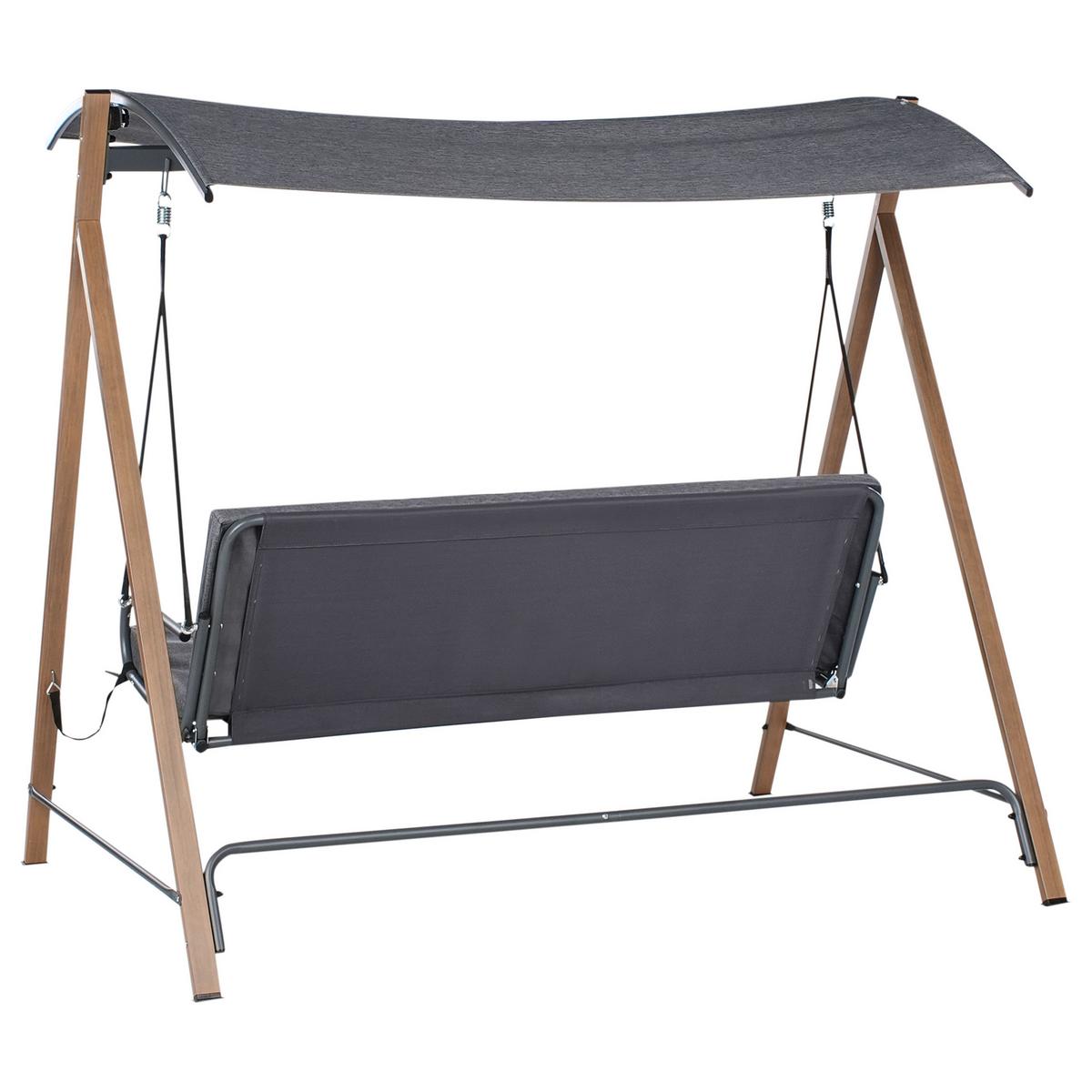 HOLLYWOODSCHAUKEL Metall Grau Bonagia - Dunkelgrau/Braun, Metall (194/172/136cm) - Beliani