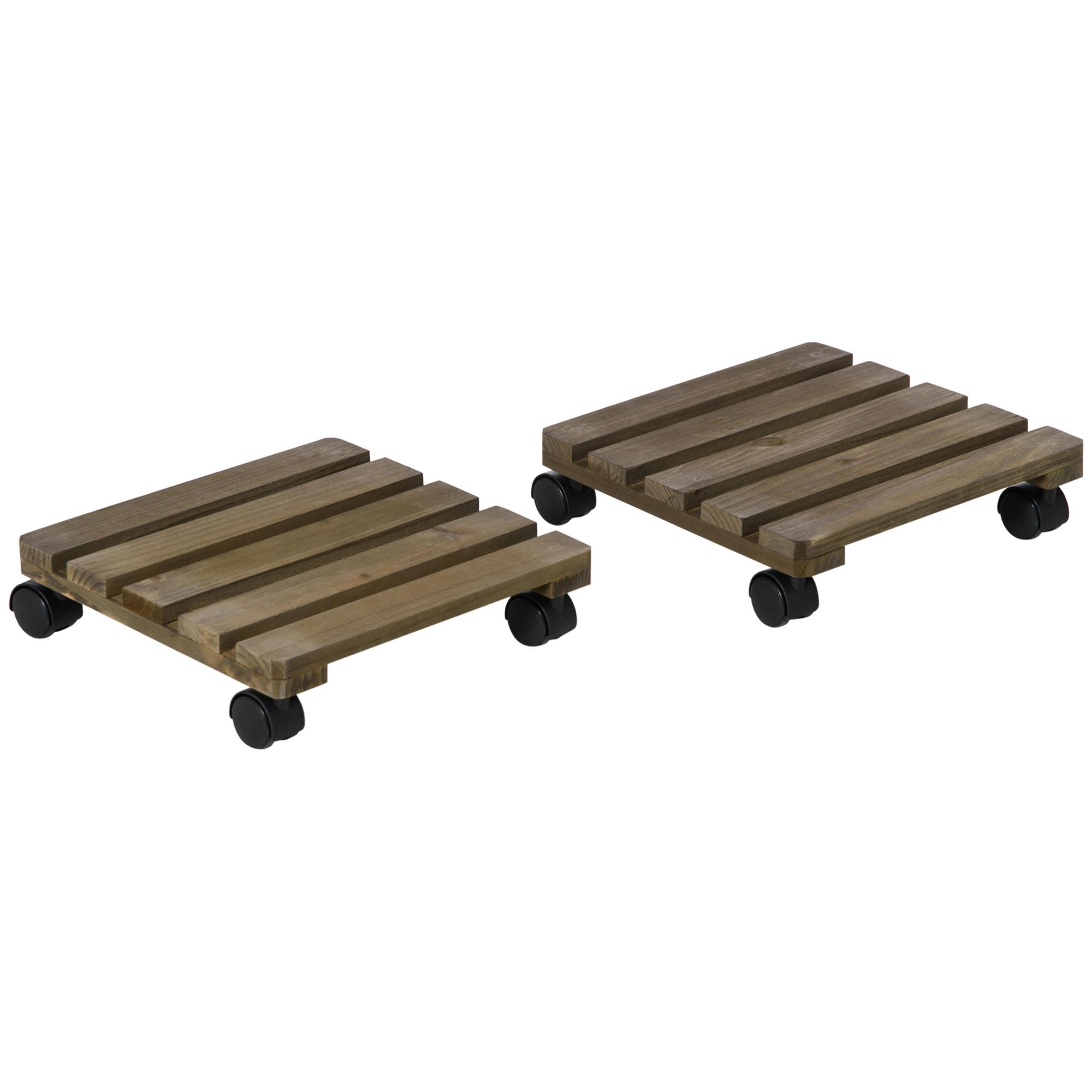 PFLANZENROLLER, Tannenholz, Braun - Braun, Holz (30/7/30cm) - Outsunny