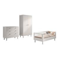 JUNIORBETT SET 70x140 Keeley Buche Weiß Holz Schrank Komfort Stabil - Weiß, Holz (55/190/100cm) - 58aufmkessel