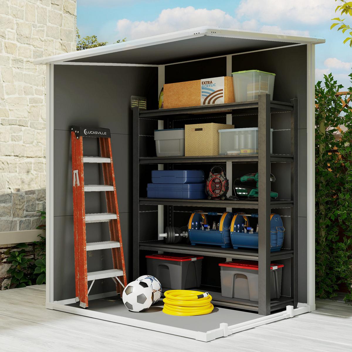 GERÄTEHAUS 1,54m³, Gartenhaus mit Pultdach, 122 x 149 x 192/177 cm Gartenschrank - Grau, Metall (149/192/122cm) - Outsunny