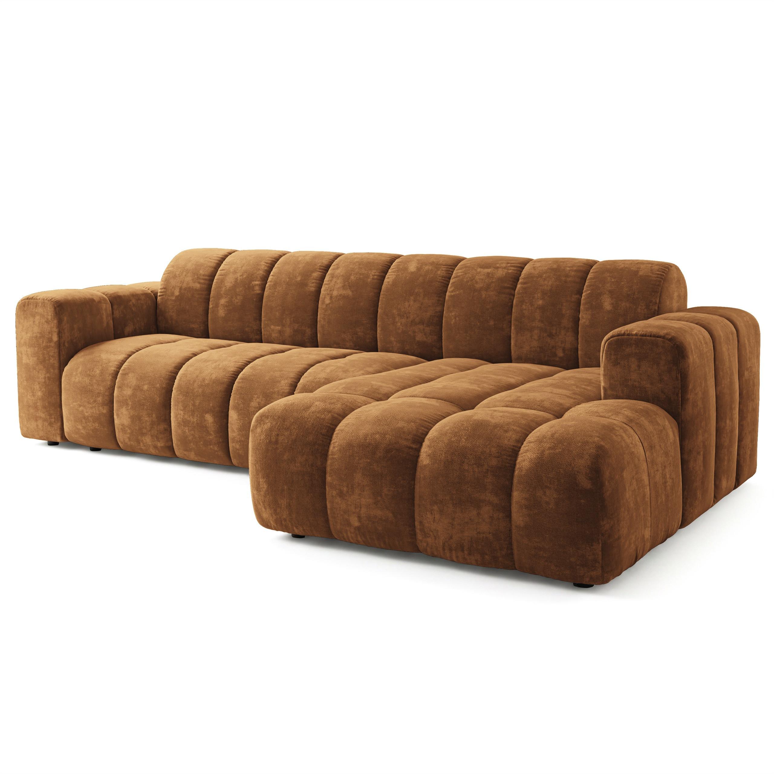 ECKSOFA SETIA LM R-S Hellbraun Chenille - Hellbraun, Holzwerkstoff (304/165cm) - MASSENO