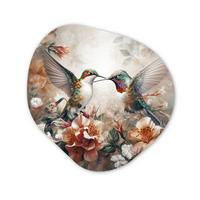 WANDBILD Kolibri - Vögel - Blumen - Natur Wanddeko 40x40 cm - Altrosa, Kunststoff (40/40cm) - MuchoWow