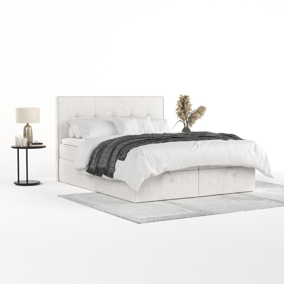 BOXBETT Tivra 180/200 cm Creme im Neve Stoff - Creme/Schwarz, Holz/Holzwerkstoff (180/200cm) - AltaBeds