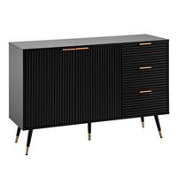 SIDEBOARD – Schwarz/Eiche-Dekor, 120x80x40 cm, mit Türen und Schubladen, Metallbeine - Goldfarben/Schwarz, Holzwerkstoff/Metall (120/80/40cm) - KADIMA DESIGN