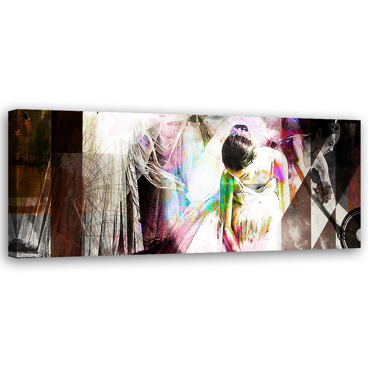 WANDBILD tanzende ballerina - Multicolor, Textil (90/30cm) - Feeby