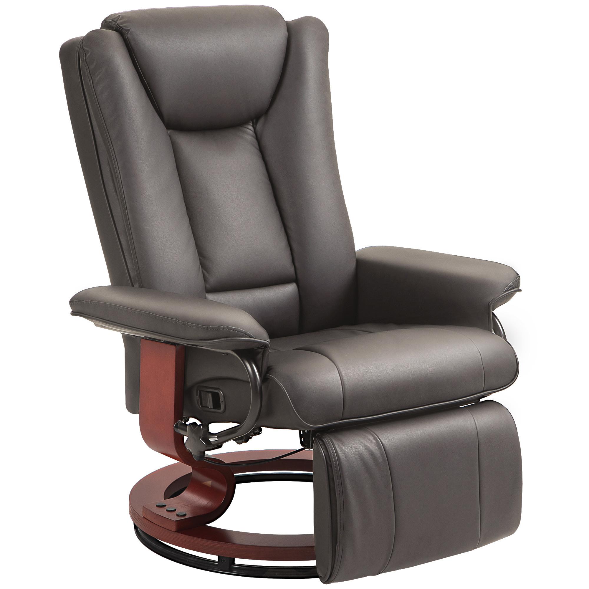 RELAXSESSEL, drehbarer TV-Sessel, Liegefunktion, Fußstütze, Lederoptik, Braun - Rotbraun/Braun, Leder/Holzwerkstoff (88/103/78cm) - HOMCOM