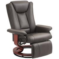 RELAXSESSEL, drehbarer TV-Sessel, Liegefunktion, Fußstütze, Lederoptik, Braun - Rotbraun/Braun, Leder/Holzwerkstoff (88/103/78cm) - HOMCOM