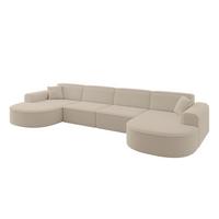 WOHNLANDSCHAFT MARI-U2 - 388x171x79 cm Dunkelbeige Bouclé - Hellbraun/Schwarz, Holzwerkstoff/Kunststoff (388/79/171cm) - ALTDECOR