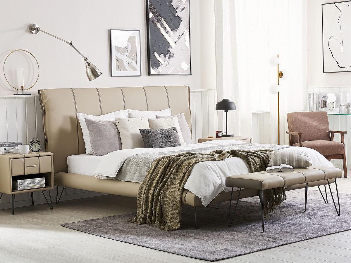 BETT 180/200cm Sandbeige Betin - Beige, Textil (180/200cm) - Beliani
