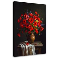 LEINWANDBILD Blumen 70x100cm - Rot, Textil (70/100cm) - Feeby