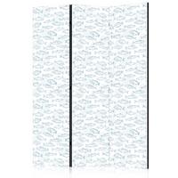 PARAVENT Akustik 3-tlg 135x172 cm Blaue Fische Im Boho Stil - Blau, Holz/Textil (135/172/3cm) - Muralo