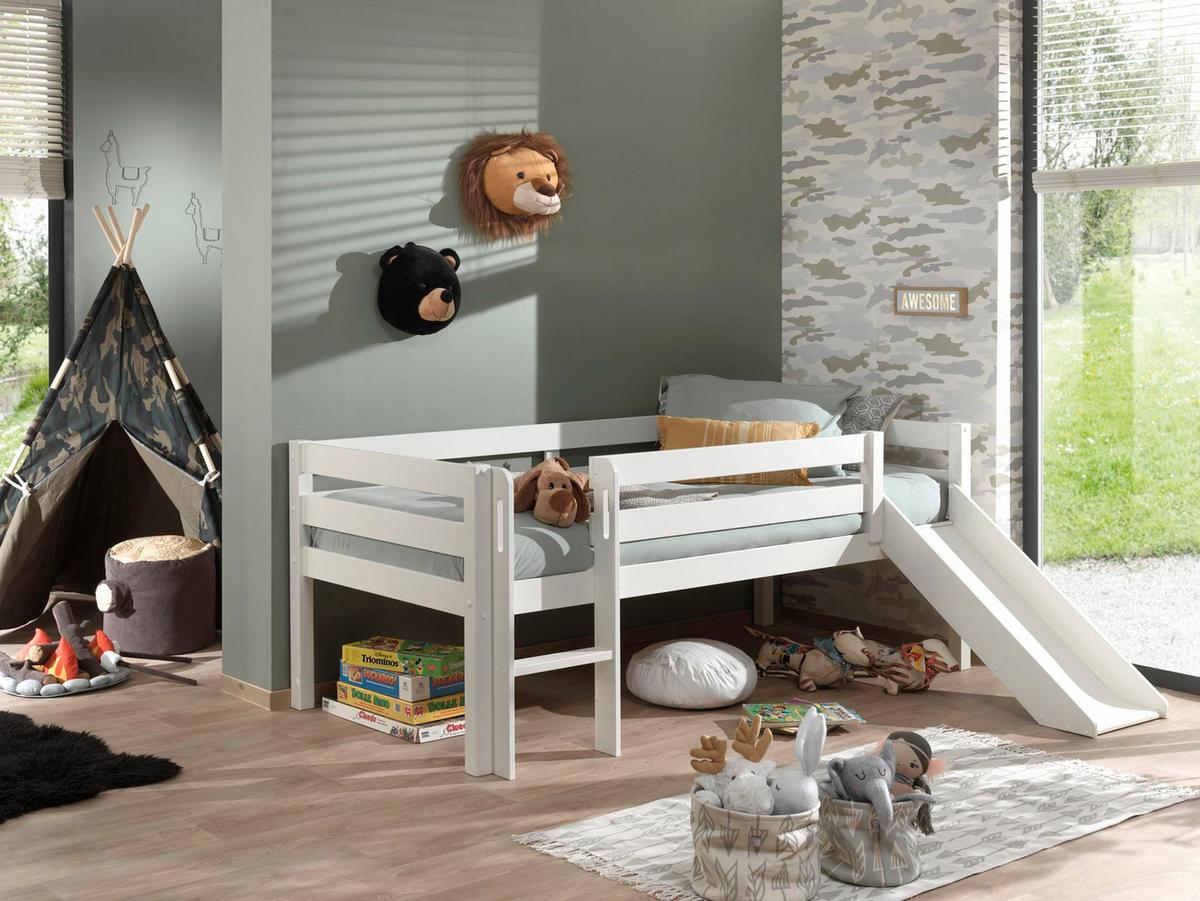 KOJENBETT mit Rutsche Karolina 208x83x175 aus Massivholz in Weiß - Weiß, Holz (90/200cm) - 58aufmkessel