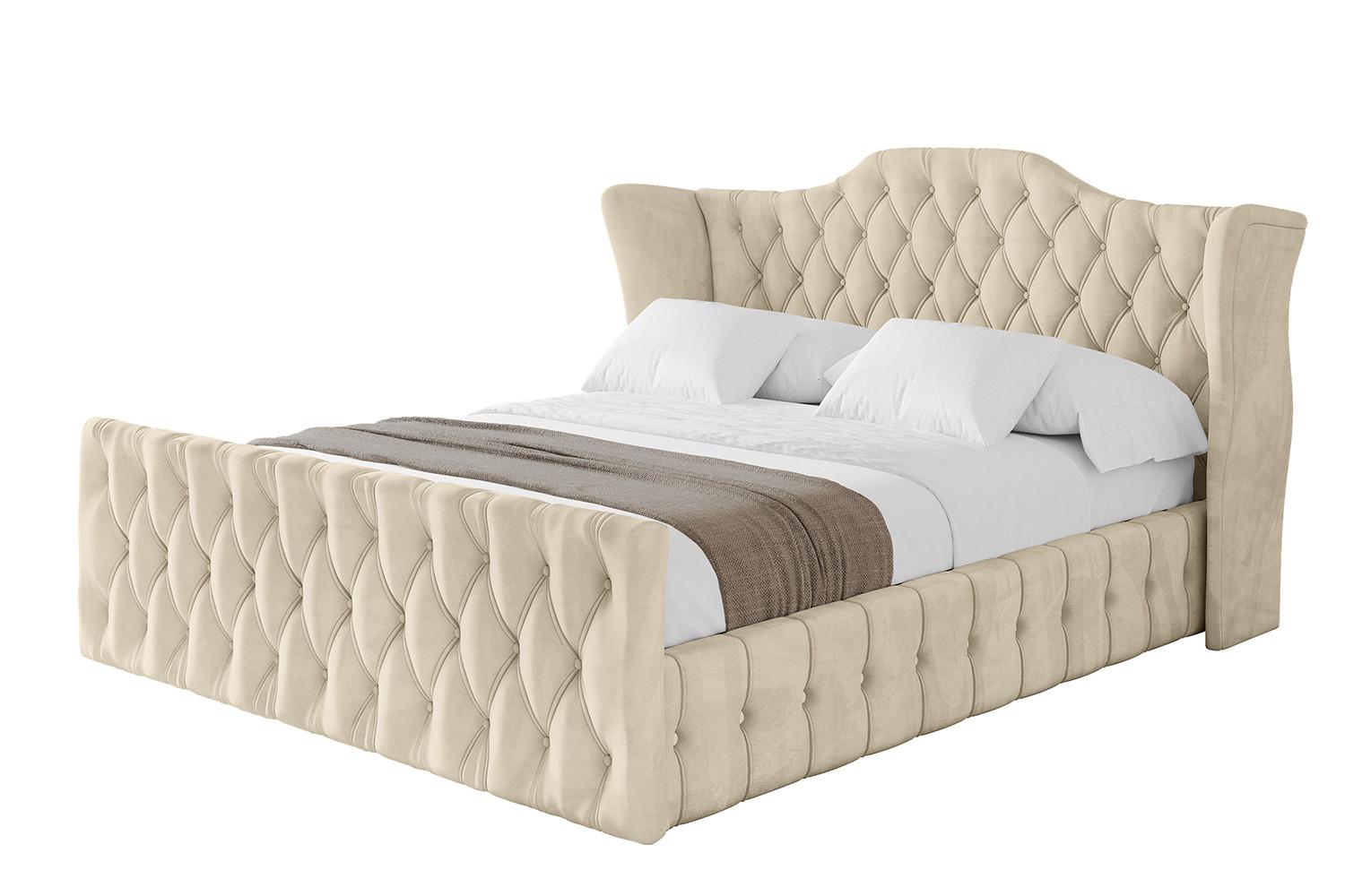 POLSTERBETT mit Bettkasten, Fußteil und Lattenrost, Boxbett ohne Matratze - MODY-Z 120x200 Beige - Ecru, Holzwerkstoff/Textil (120/200cm) - ALTDECOR