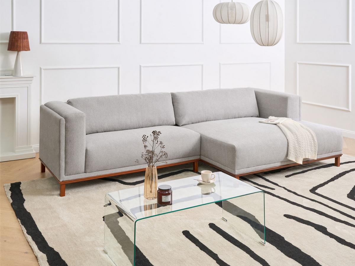 ECKSOFA 4-Sitzer Stoff Grau linksseitig Veng - Hellbraun/Grau, Textil (310/155cm) - Beliani