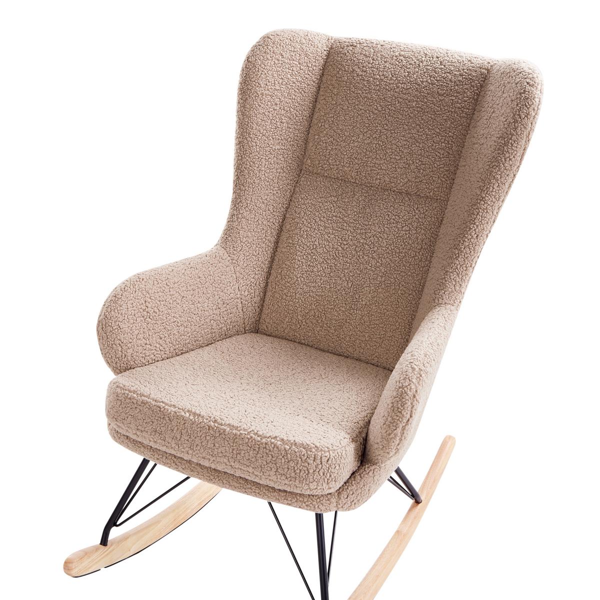 SCHAUKELSESSEL Bouclé Beige Luoma - Beige/Schwarz, Textil (69/106/97cm) - Beliani